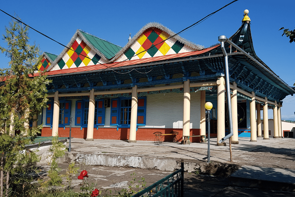 The wooden Dungan Mosque in Karakol, built in Chinese architectural style without nails