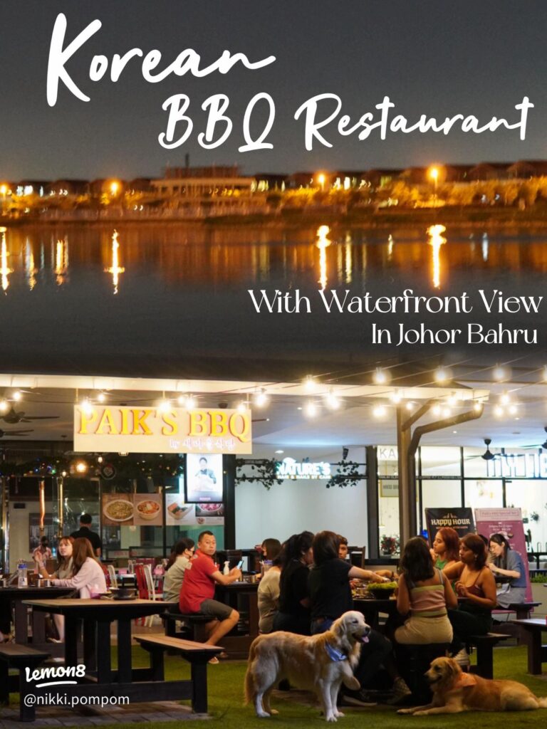 Paik's BBQ Senibong's outdoor waterfront seating area with dogs at the tables
