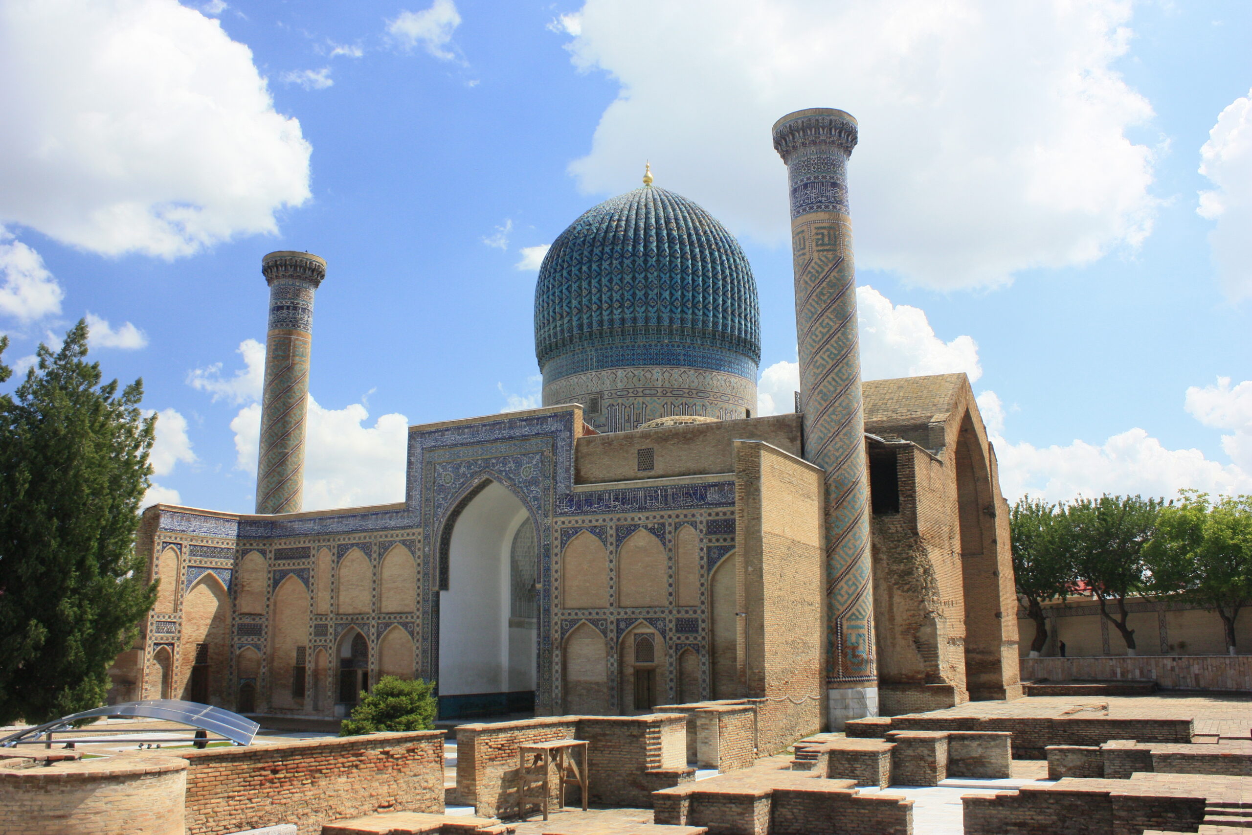 The ribbed azure dome of the Gur-e-Amir Mausoleum in Samarkand