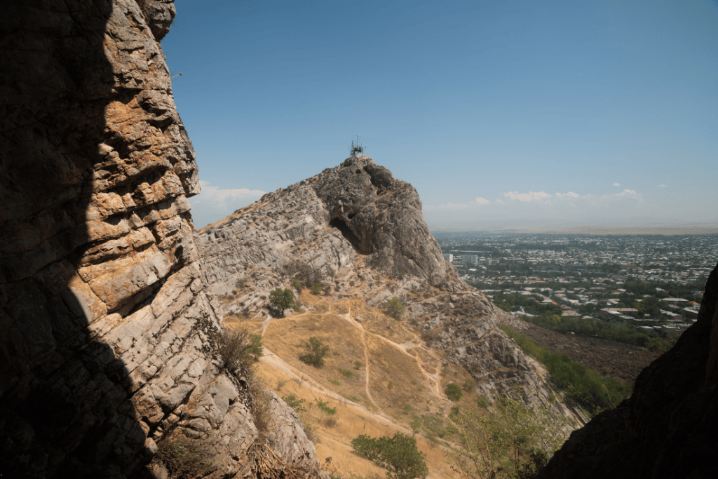 Sulaiman-Too, a rocky sacred mountain rising directly out of the city of Osh