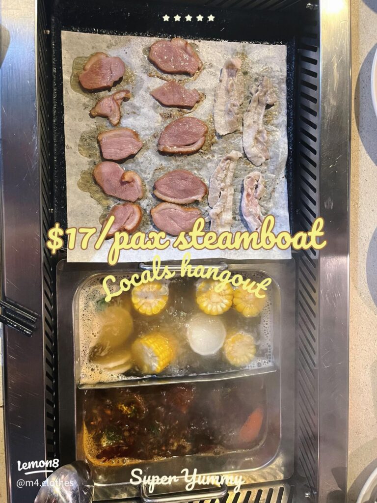 Hotpot ingredients including seafood and meats at Super Steamboat Restaurant in Johor Bahru