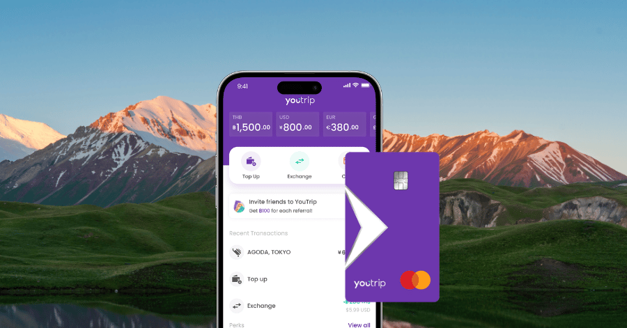 YouTrip multi-currency card graphic for spending and withdrawing cash in Kyrgyzstan