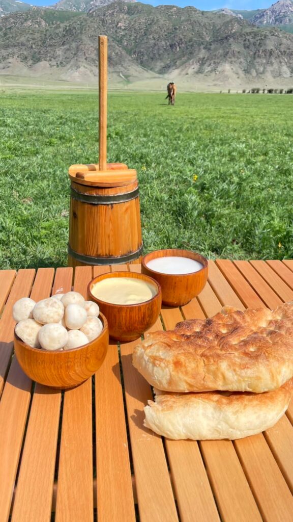 A cup of kymyz, Kyrgyzstan's traditional fermented mare's milk drink