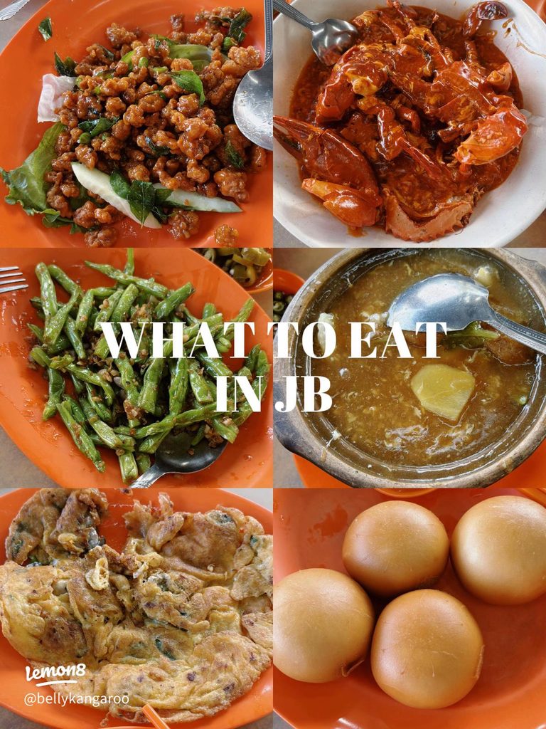 A six-dish zi char spread including chilli crab, crispy pork, and fried buns at Chua Kee Seafood Restaurant