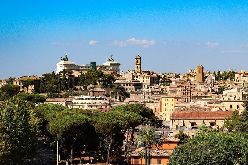 View over the Tiber and St Peter's dome from the Orange Garden