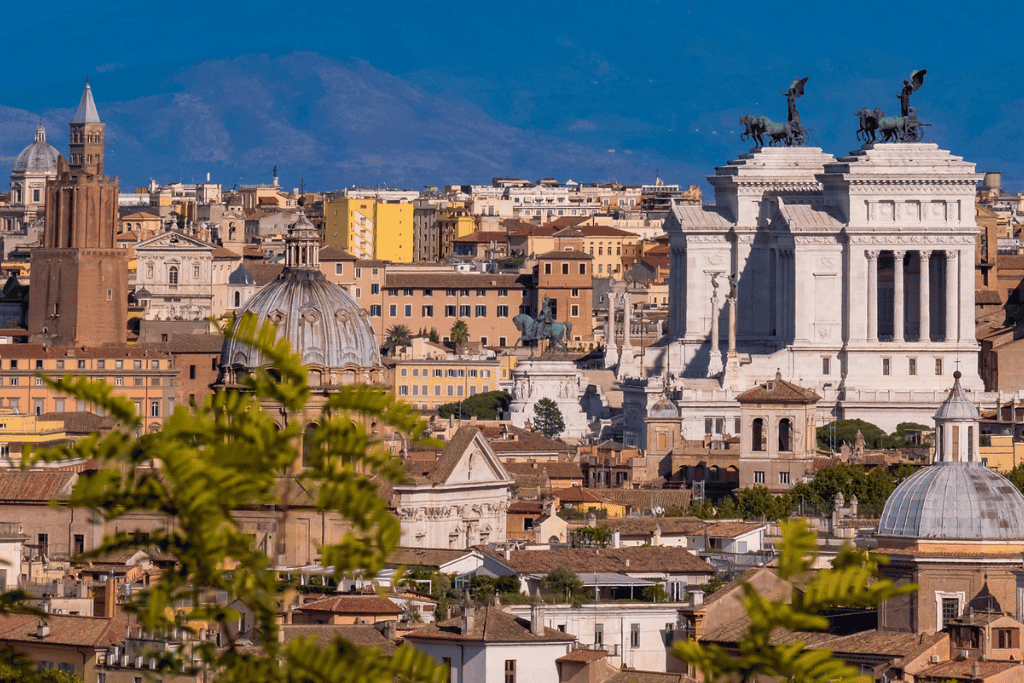 Panoramic view over central Rome from Janiculum Hill