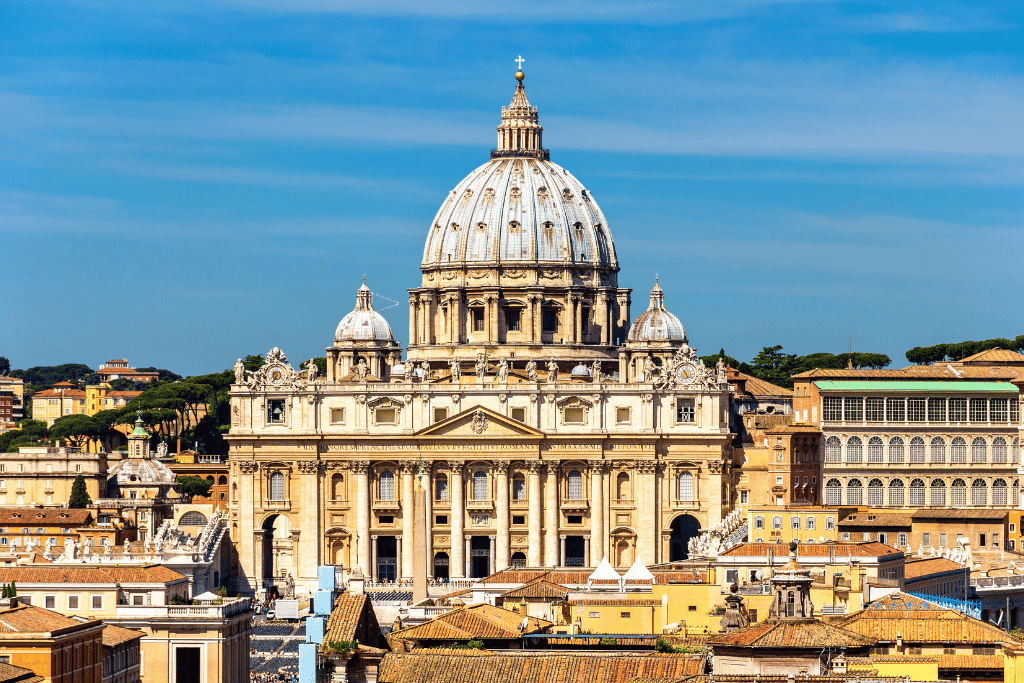 St Peter's Basilica and its dome rising over Vatican City