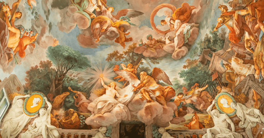 Michelangelo's painted ceiling inside the Sistine Chapel